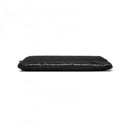 CLS2512 - Glam Sparkle Sequin Evening Clutch-Sleek, Shimmering Wristlet & Crossbody - Black