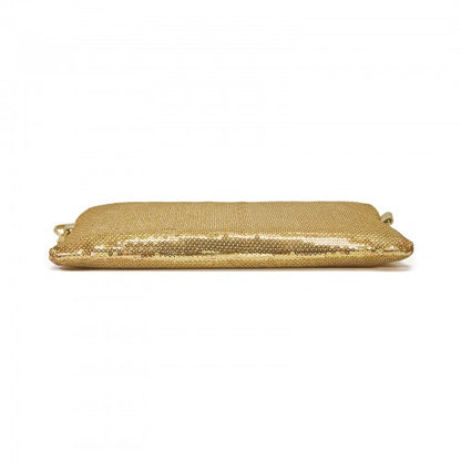 CLS2512 - Glam Sparkle Sequin Evening Clutch-Sleek, Shimmering Wristlet & Crossbody - Gold