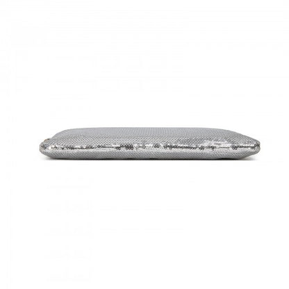 CLS2512 - Glam Sparkle Sequin Evening Clutch-Sleek, Shimmering Wristlet & Crossbody - Silver