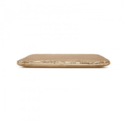 CLS2512 - Glam Sparkle Sequin Evening Clutch-Sleek, Shimmering Wristlet & Crossbody - Light Gold