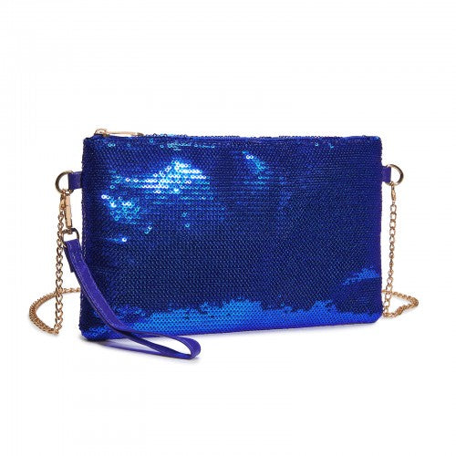 CLS2512 - Glam Sparkle Sequin Evening Clutch-Sleek, Shimmering Wristlet & Crossbody - Navy