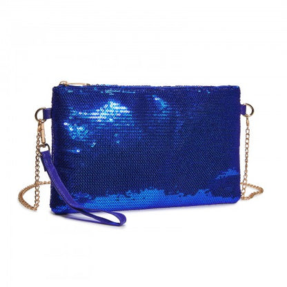 CLS2512 - Glam Sparkle Sequin Evening Clutch-Sleek, Shimmering Wristlet & Crossbody - Navy