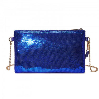 CLS2512 - Glam Sparkle Sequin Evening Clutch-Sleek, Shimmering Wristlet & Crossbody - Navy