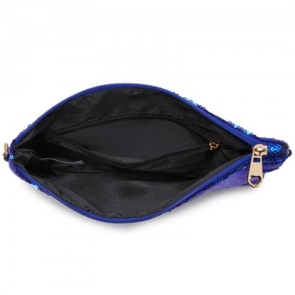 CLS2512 - Glam Sparkle Sequin Evening Clutch-Sleek, Shimmering Wristlet & Crossbody - Navy