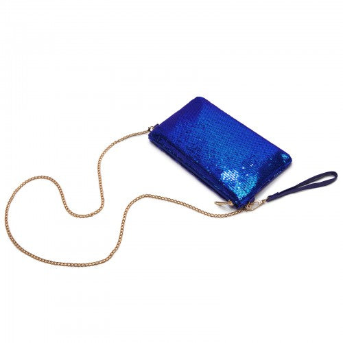 CLS2512 - Glam Sparkle Sequin Evening Clutch-Sleek, Shimmering Wristlet & Crossbody - Navy