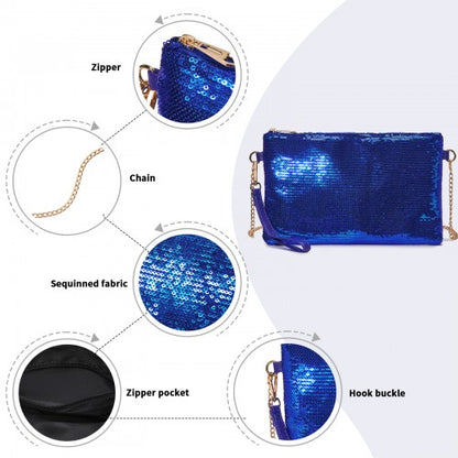 CLS2512 - Glam Sparkle Sequin Evening Clutch-Sleek, Shimmering Wristlet & Crossbody - Navy