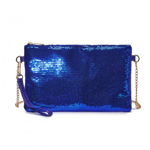 CLS2512 - Glam Sparkle Sequin Evening Clutch-Sleek, Shimmering Wristlet & Crossbody - Navy
