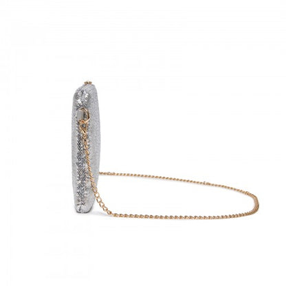 CLS2512 - Glam Sparkle Sequin Evening Clutch-Sleek, Shimmering Wristlet & Crossbody - Silver