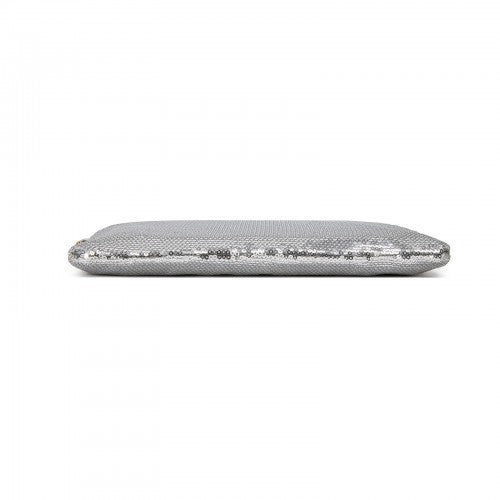 CLS2512 - Glam Sparkle Sequin Evening Clutch-Sleek, Shimmering Wristlet & Crossbody - Silver