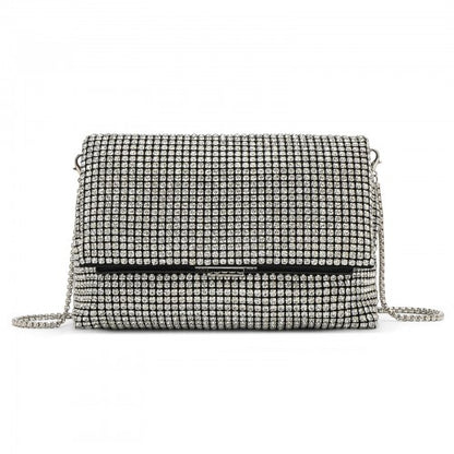 CLS2625 - Rhinestone Clutch Bag, Detachable Metal Chain Evening Bag,  Synthetic Diamond Crossbody Shoulder Handbag for Wedding Party Prom