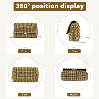 CLS2625 - Rhinestone Clutch Bag, Detachable Metal Chain Evening Bag,  Synthetic Diamond Crossbody Shoulder Handbag for Wedding Party Prom