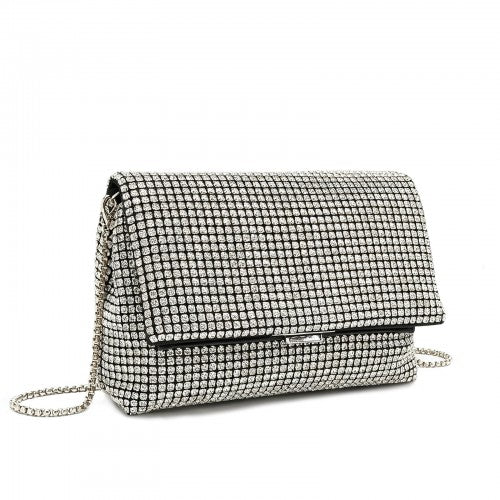 CLS2625 - Rhinestone Clutch Bag, Detachable Metal Chain Evening Bag,  Synthetic Diamond Crossbody Shoulder Handbag for Wedding Party Prom