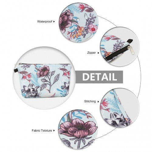 COM2443 - Miss Lulu Multi-Functional Charming Print Cosmetic Bag & Storage Bag for Travel and Everyday Use - Red And Blue