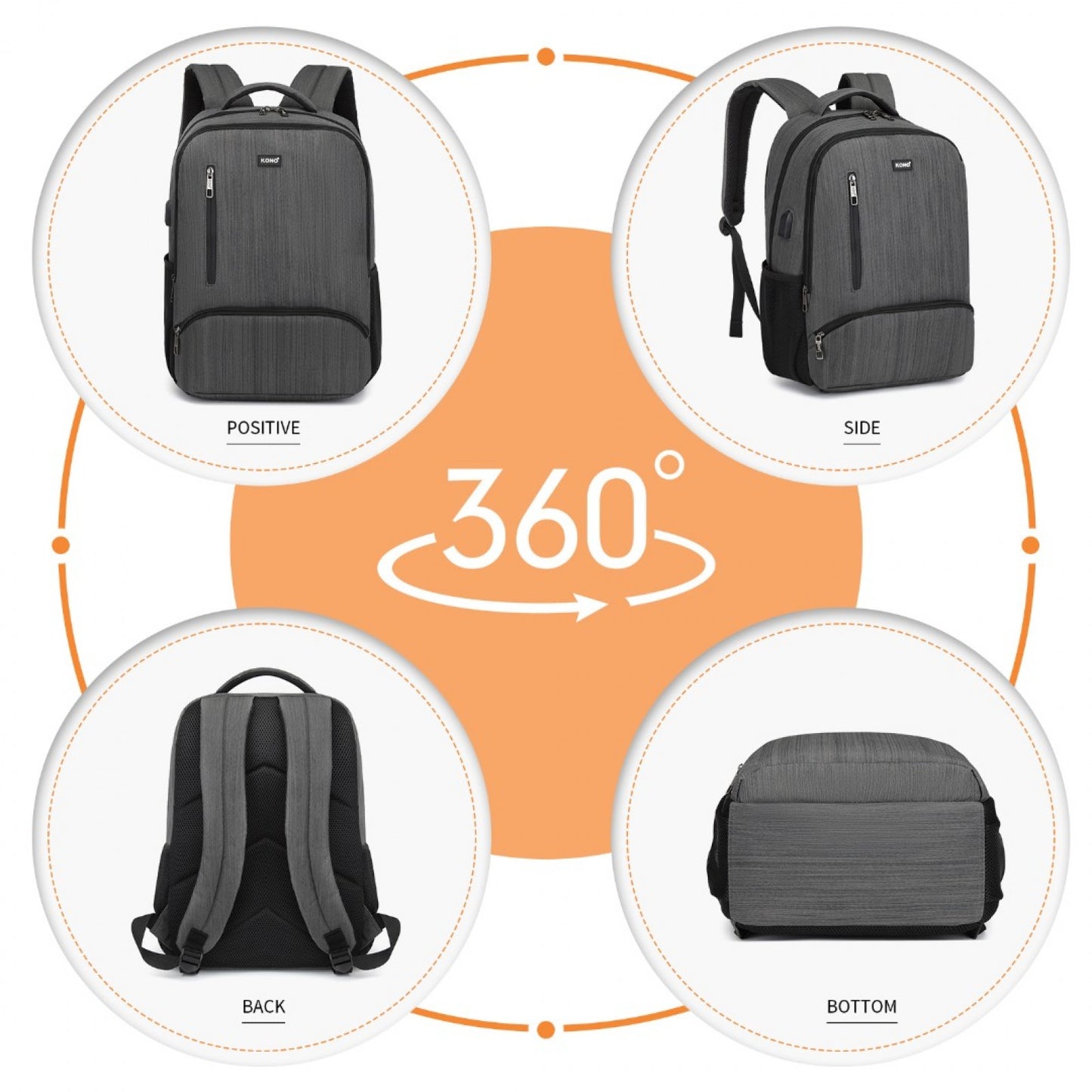 Kono E1978 grey backpack – detail view 4