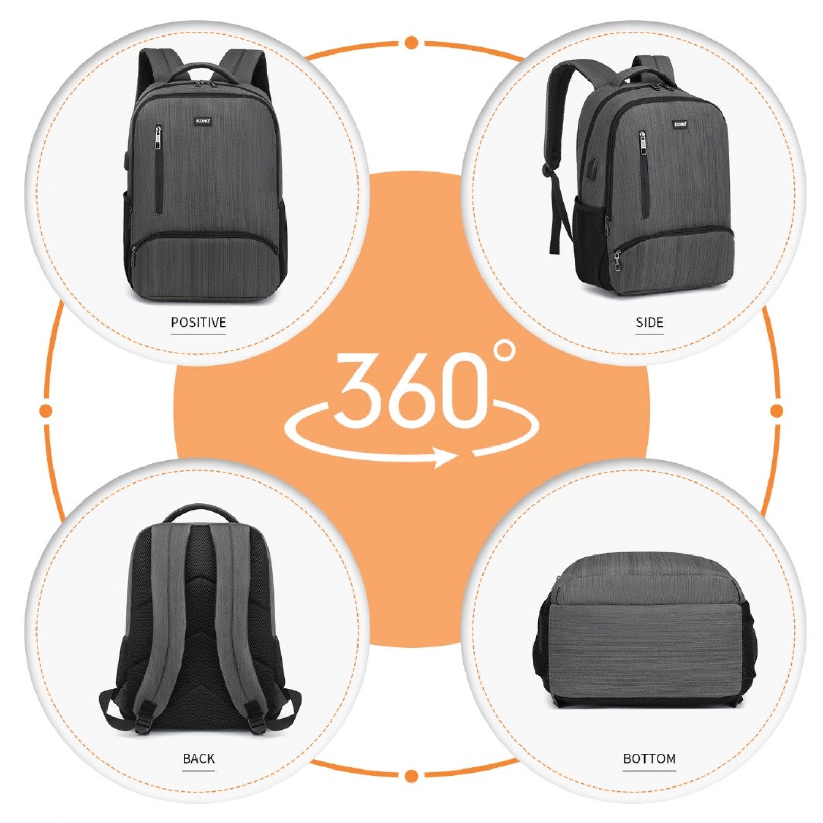 Kono E1978 grey backpack – detail view 4