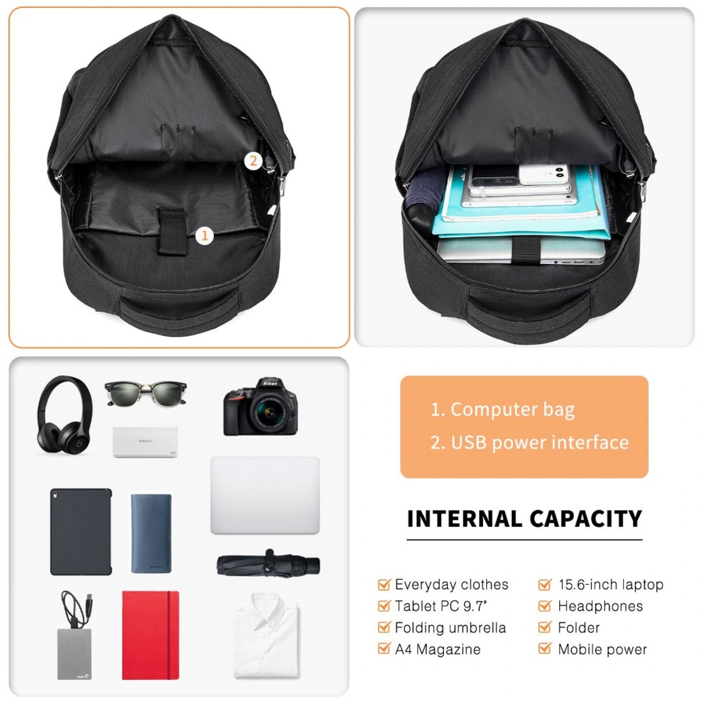 Kono E1978 black backpack – detail view 6