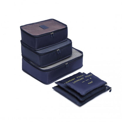 E2015 - Kono 6 Piece Polyester Travel Luggage Organiser Bag Set