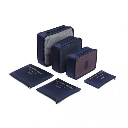 E2015 - Kono 6 Piece Polyester Travel Luggage Organiser Bag Set
