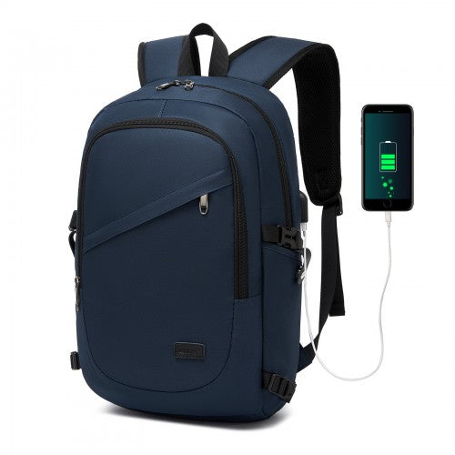 E6715 - Kono Business Laptop Backpack with USB Charging Port - Dark Blue