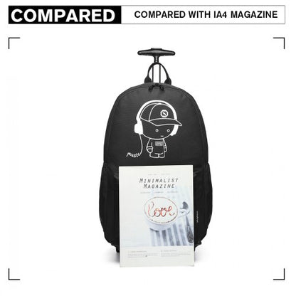 E6877 - Kono Multi-functional Glow-in-the-Dark Trolley Backpack - Black