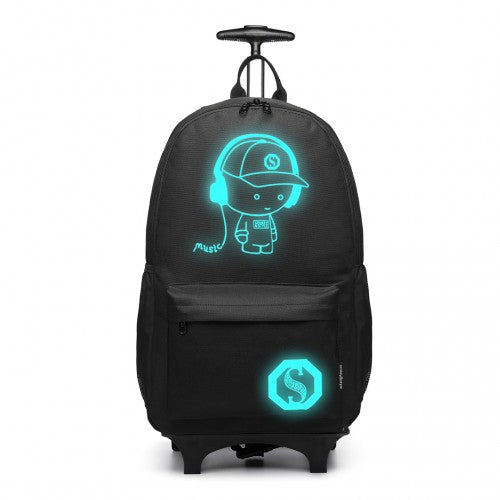 E6877 - Kono Multi-functional Glow-in-the-Dark Trolley Backpack - Black