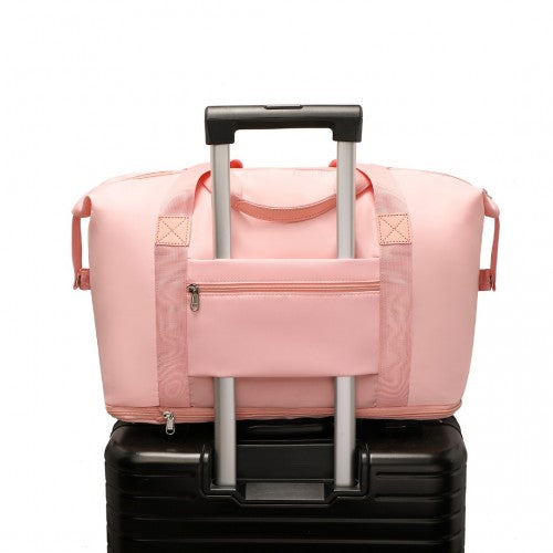 EA2212 - Kono Two Pieces Expandable Durable Waterproof Travel Duffel Bag Set - Pink