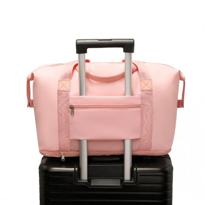 EA2212 - Kono Two Pieces Expandable Durable Waterproof Travel Duffel Bag Set - Pink