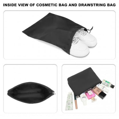 Easy Luggage EA2348 - Kono Waterproof Multi-Pocket Travel Duffel Bag Set With Dedicated Shoe Compartment - Black