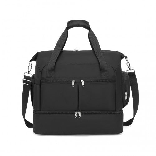 Easy Luggage EA2348 - Kono Waterproof Multi-Pocket Travel Duffel Bag Set With Dedicated Shoe Compartment - Black