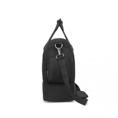 Easy Luggage EA2348 - Kono Waterproof Multi-Pocket Travel Duffel Bag Set With Dedicated Shoe Compartment - Black