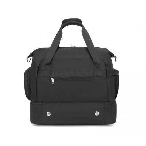 Easy Luggage EA2348 - Kono Waterproof Multi-Pocket Travel Duffel Bag Set With Dedicated Shoe Compartment - Black