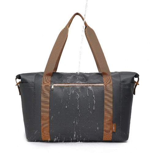 Kono EA2402 grey and brown duffle bag – detail view 6