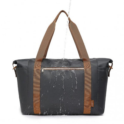 Kono EA2402 grey and brown duffle bag – detail view 6