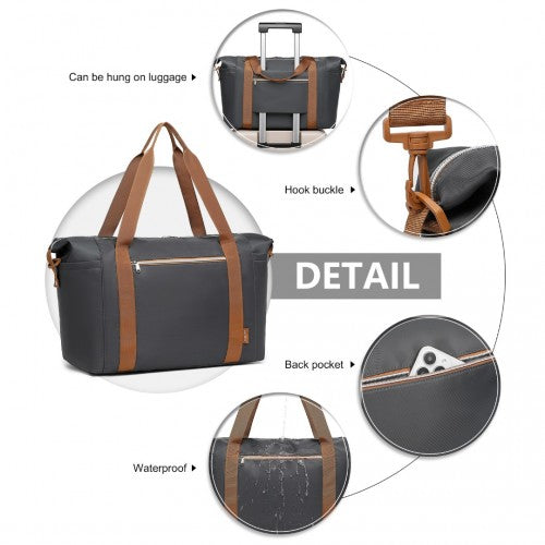 Kono EA2402 grey and brown duffle bag – detail view 10