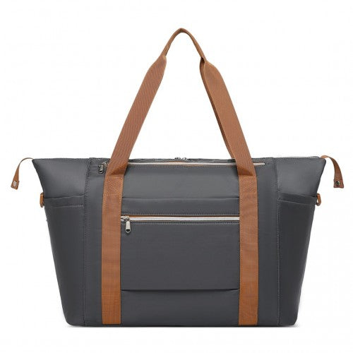 Kono EA2402 grey and brown duffle bag – rear view