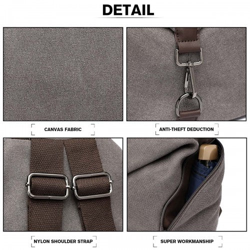 EB2044 - Kono Fashion Anti-Theft Canvas Backpack - Grey