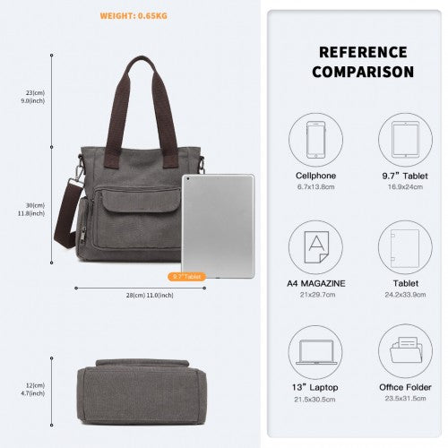 Kono EB2125 grey crossbody bag – detail view 8