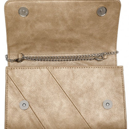EH2257 - Miss Lulu Stylish Twill Clutch Leather Chain Evening Bag - Gold