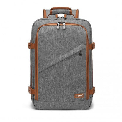 EM2231S - Kono Lightweight Cabin Bag Travel Business Backpack - Grey And Brown