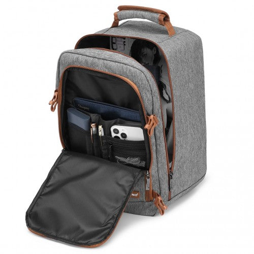 EM2231S - Kono Lightweight Cabin Bag Travel Business Backpack - Grey And Brown