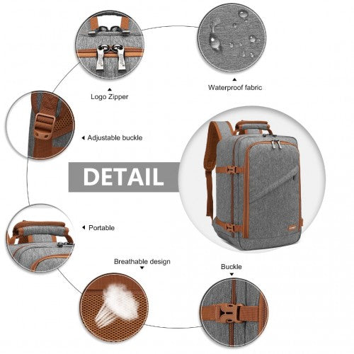 EM2231S - Kono Lightweight Cabin Bag Travel Business Backpack - Grey And Brown