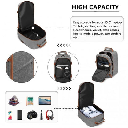 EM2231S - Kono Lightweight Cabin Bag Travel Business Backpack - Grey And Brown