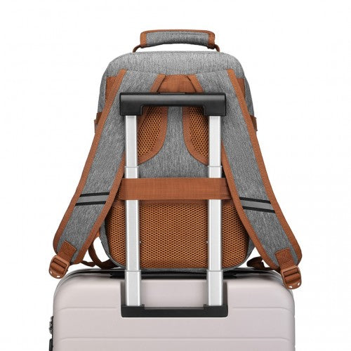 EM2231S - Kono Lightweight Cabin Bag Travel Business Backpack - Grey And Brown