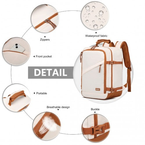 Kono EM2365 beige and brown backpack – side view