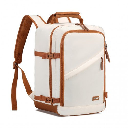 Kono EM2365 beige and brown backpack – front view