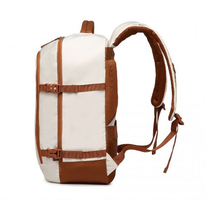 Kono EM2413 beige and brown travel backpack – rear view