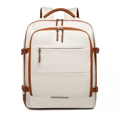 Kono EM2413 beige and brown travel backpack – side view