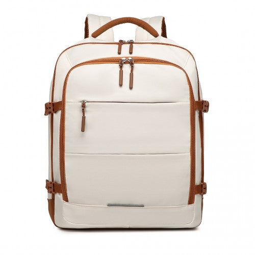 Kono EM2413 beige and brown travel backpack – side view
