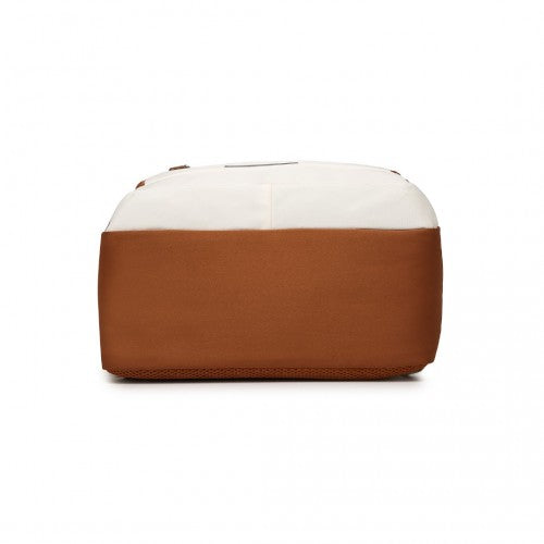 Kono EM2413 beige and brown travel backpack – detail view 5