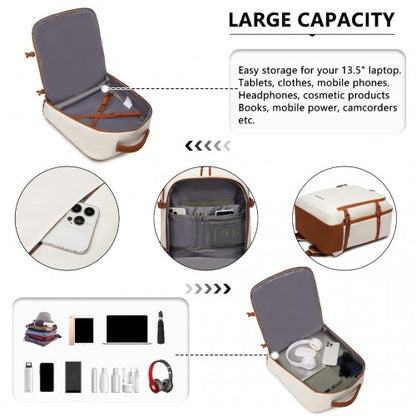 Kono EM2413 beige and brown travel backpack – detail view 8